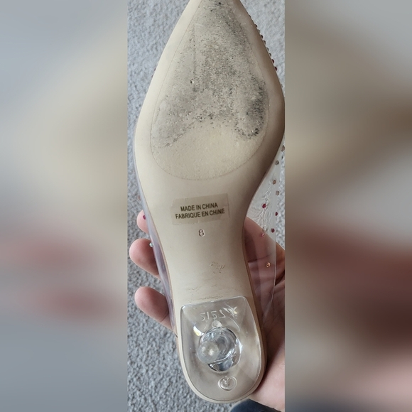 Jeffrey Campbell Drizella Clear Embellished Crystal Mules Pointed Toe Heels Sz 8 - Picture 8 of 9